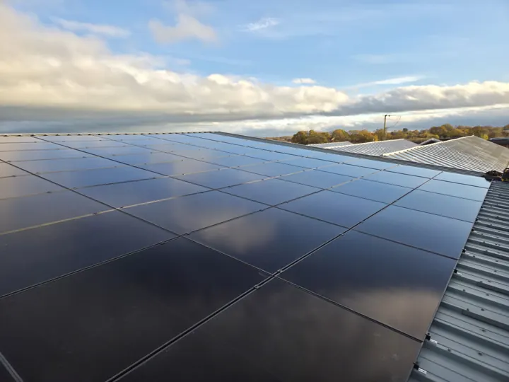 Commercial rooftop with installed solar panels